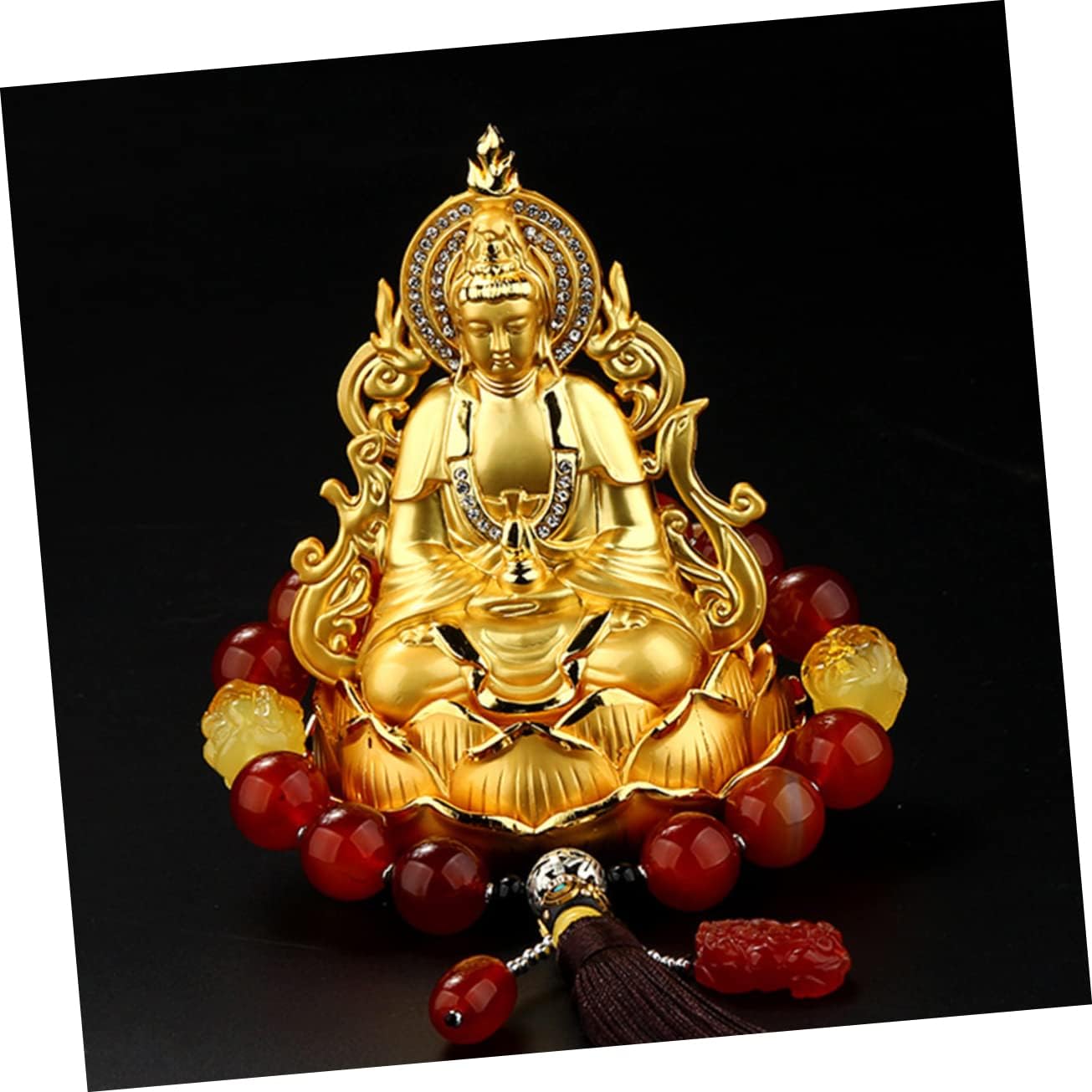 Kwan-yin Aroma Diffuser Figurine Dual-Sided Car Perfume Holder for Stress Relief and Fortune Decor Essential Oil Diffuser for Home and