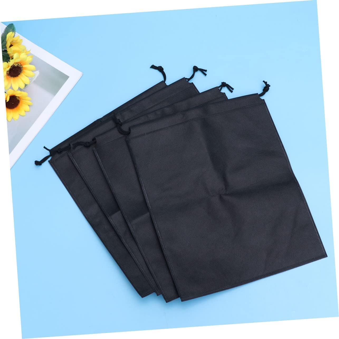 Didiseaon 16pcs Drawstring Shoe Storage Bags Non-woven Organizer for Travel Business Gym Black Dust Pouches Easy