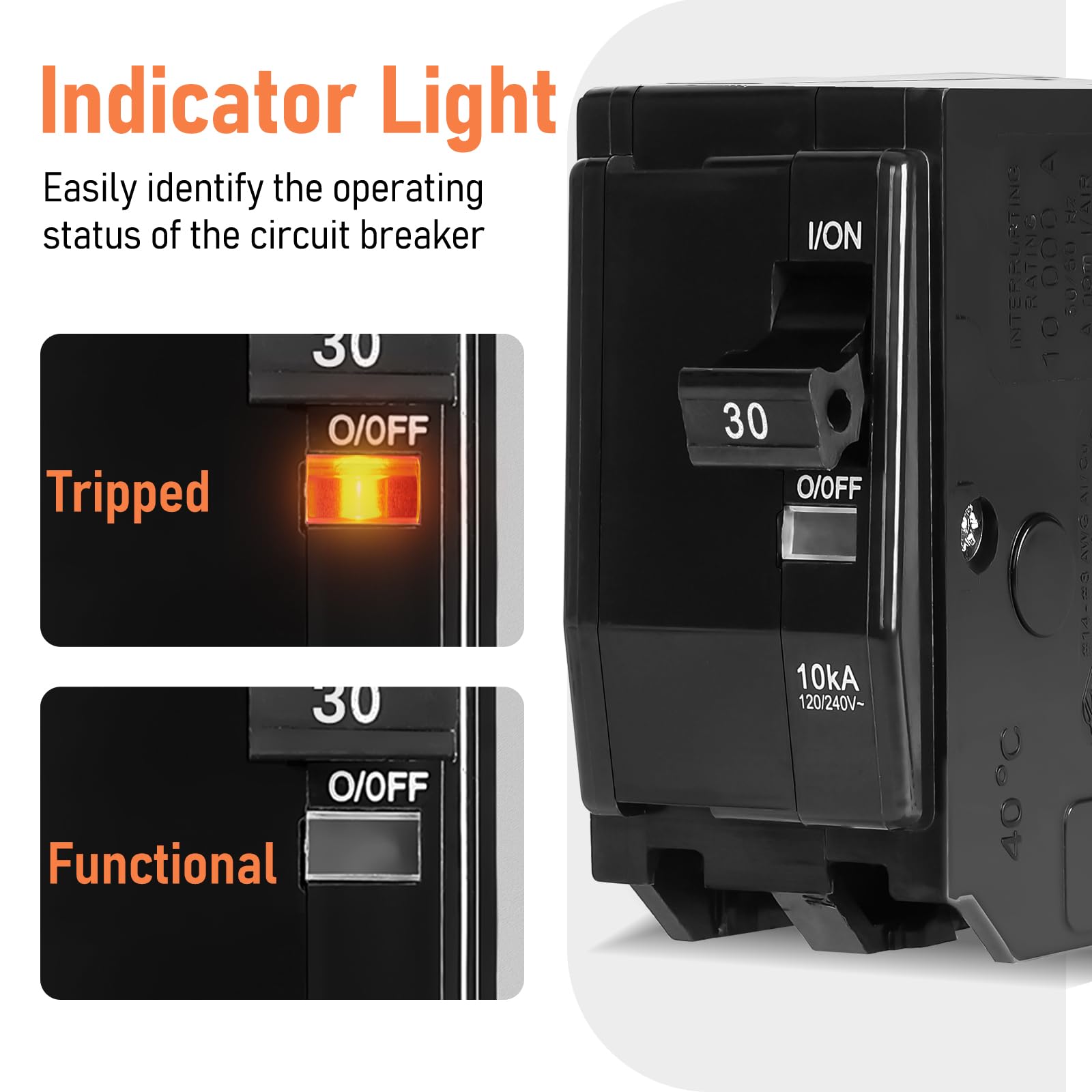 QO230CP,30 Amp 2P Circuit Breaker,Compatible with SD QO Load Center, CSED, and NQOD Distribution Panels,Indicator Light,30 Amp Tandem Breaker — Amazon image 7