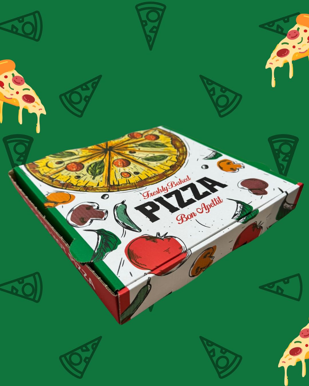 Scatola per Pizza in Cartone Kraft Bianca 24x24x4cm 50 Pezzi