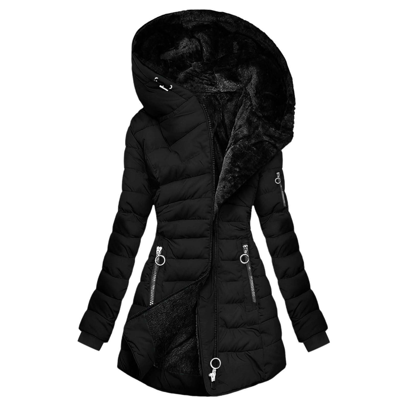 Generisch Winterjacke Damen, Kapuzenjacke mit tailliertem Schnitt, warmer Freizeitjacke für Herbst und Winter