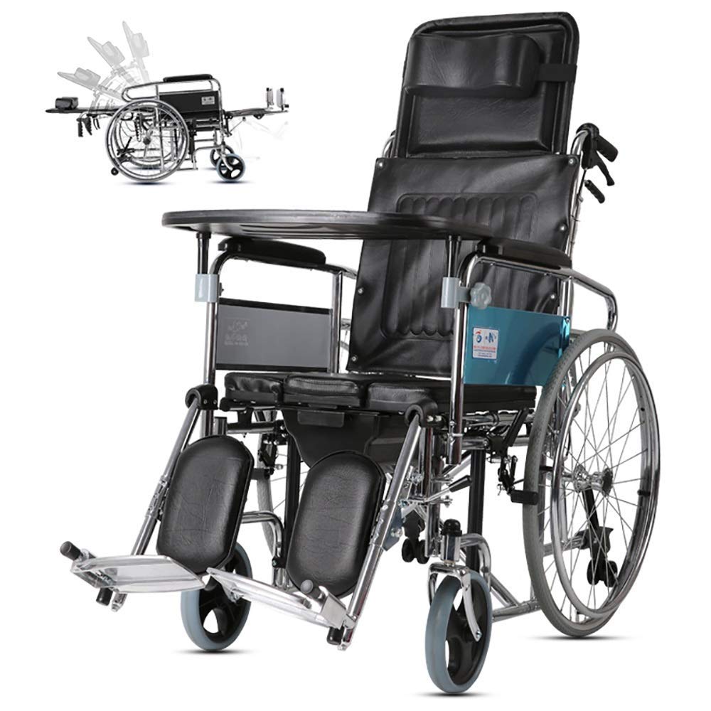 CLoxks Sedia a rotelle,Sedia da Viaggio Che trasporta Gli Anziani Passeggino Elettrico per disabili Full Lay Schienale Alto Trasporto Pieghevole Walker Portatile Ausili per la deambulazione