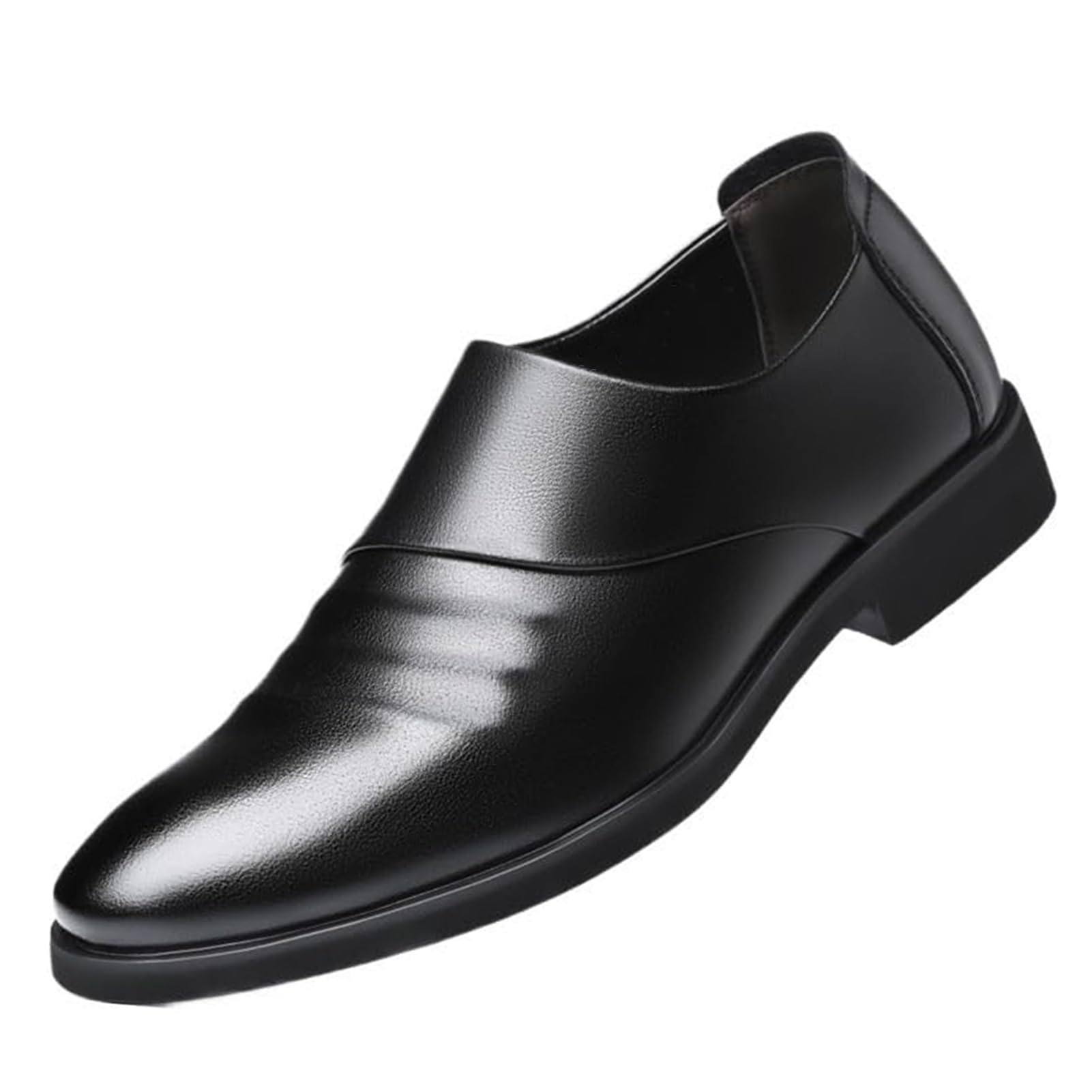 Mens Leather Formal Business Oxford Slip-On Dress Shoes Comfortable Non-Slip Classic Derby Shoes
