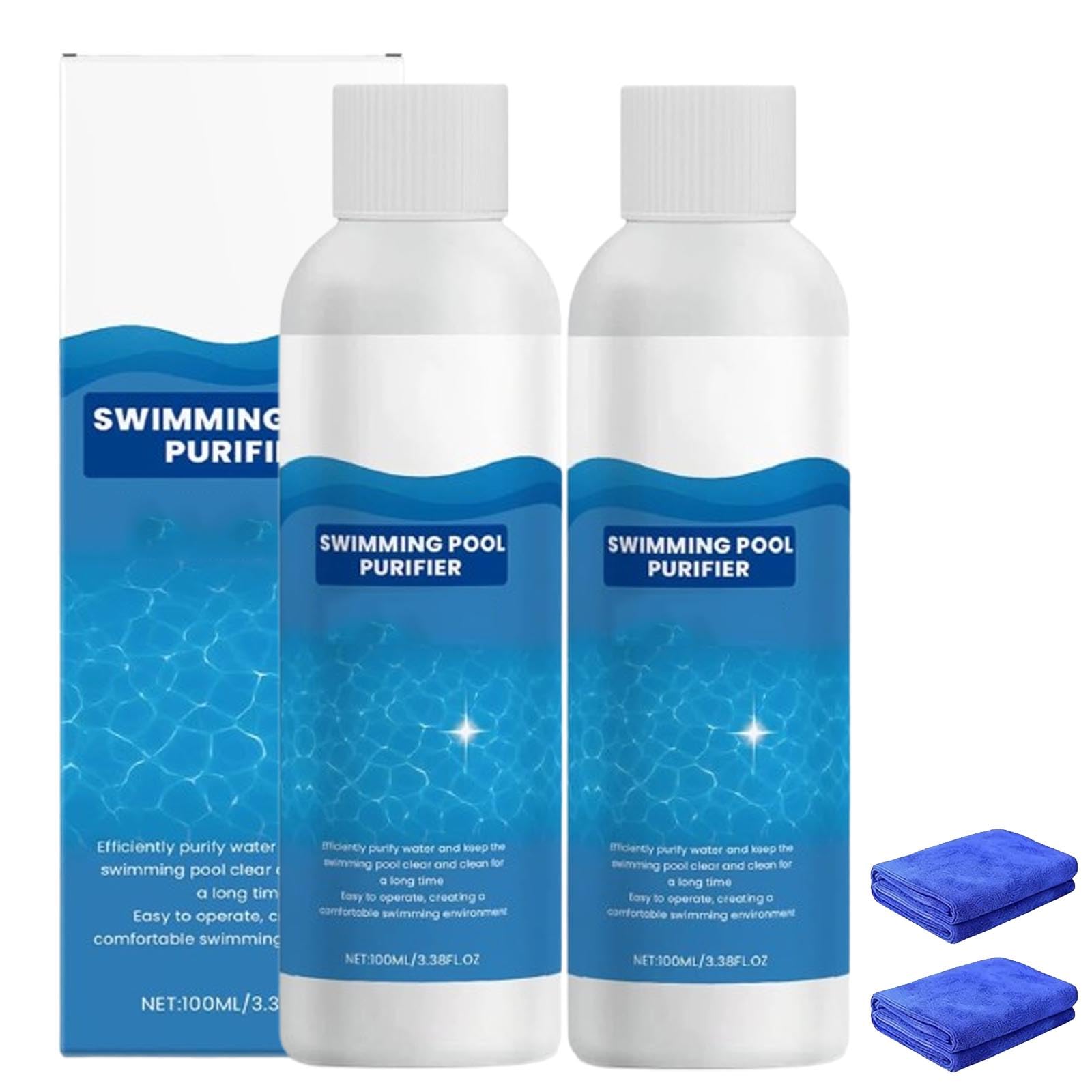 Liquide purifiant pour Piscine, Purificateur d'eau de Piscine, Clarifiant Liquide pour piscines, Gardez Votre Eau limpide, Clarifiant à Action Rapide eaux Troubles,Améliore la clarté de l'eau (2pcs)