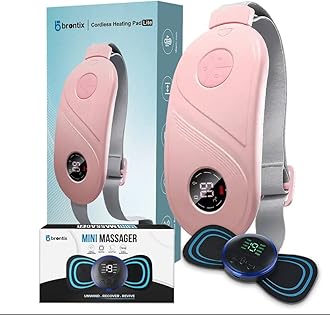BRONTIXPeriod Cramp Relief Massager With Heating Pad For Back Pain And 3 Heating Patch|Crampfree- Period Cramp Relief Heater&Massager|Works As Period Pain Relief Products|Period Cramps Relief Machine