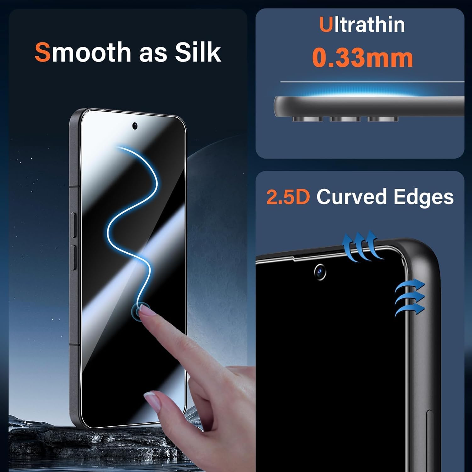 3 Pièces Verre Trempé pour Samsung Galaxy S26 avec 3 Pièces Caméra Arrière Protection Accessoire, 9H Dureté, Avec Outil D'alignement Facile, Anti-Rayures, Sans Bulles Protection écran