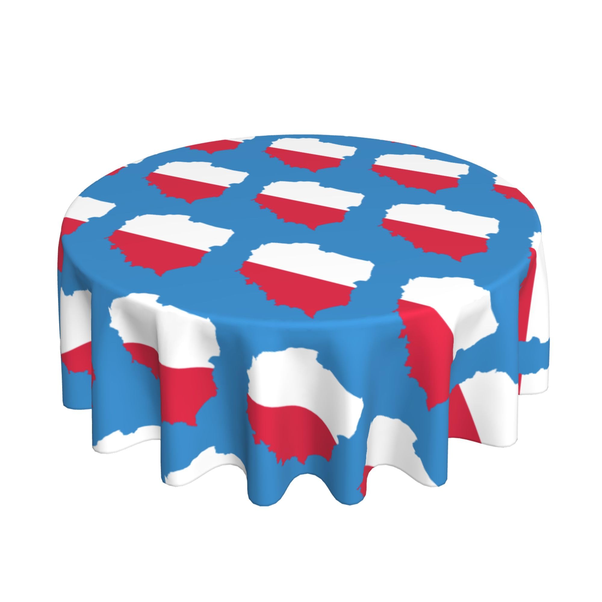 HLBSDM Poland Flag and map 60" Restaurant Circle Decor Tablecloth Festive Table Cover Round Art Desk Cloth