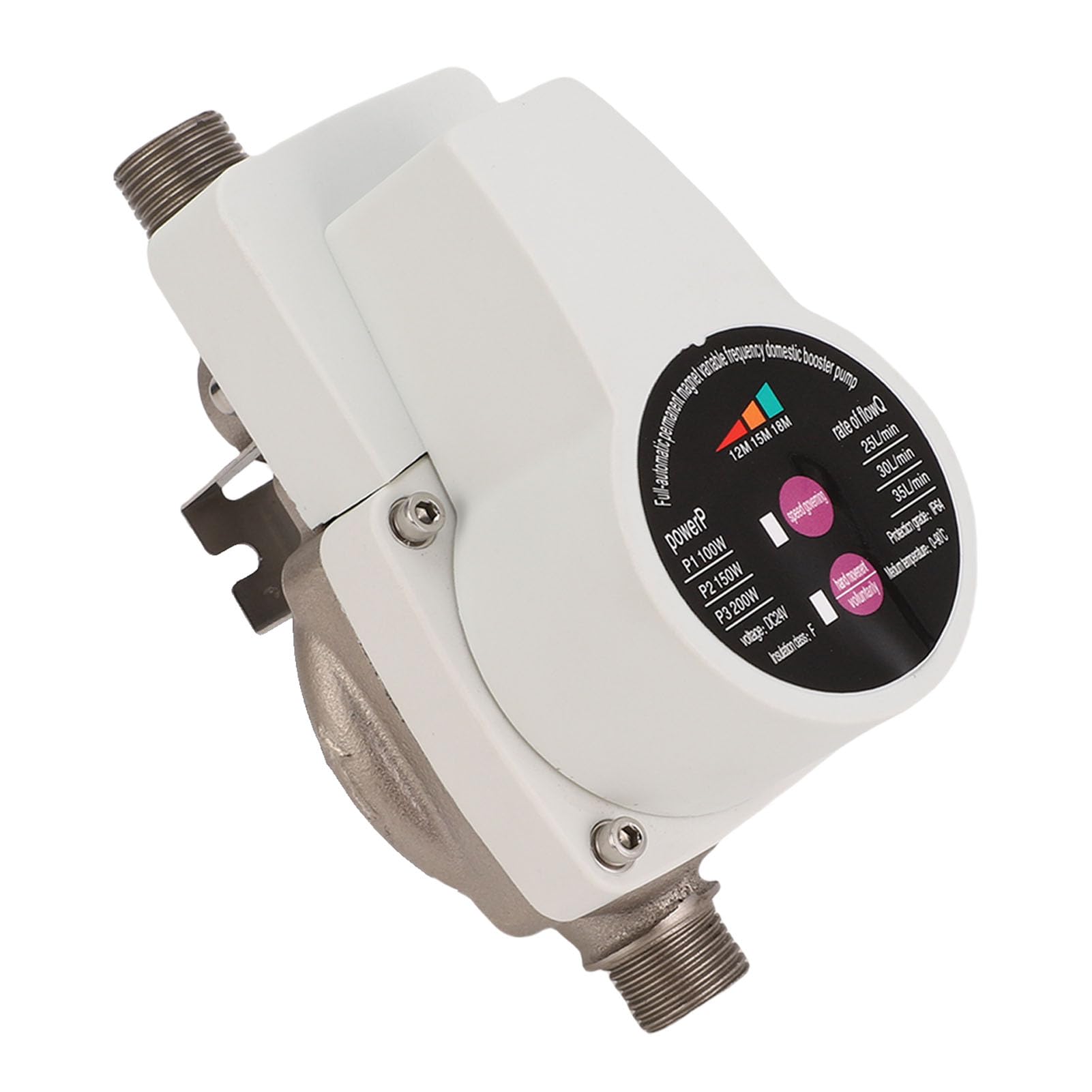 Water Pressure Booster Pump Quiet Portable DC 100W 25L/min for Home Heater, Bathroom, Kitchen, Solar System (GB Plug)