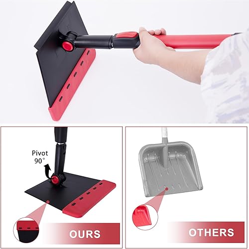 Miniatura 5 de Outlet Pala de nieve desmontable, pala de nieve portátil para automóvil con mango extensible de 36 pulgadas, eliminación de nieve giratoria
