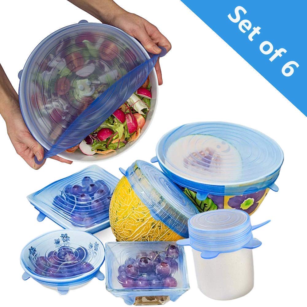 Gnanex Silicone Lids Reusable Durable Food Storage Bowl Covers Stretch Lids Fit for Different Sizes & Shapes of Container (Set of 6) 2