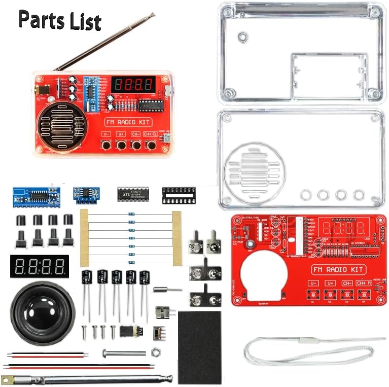 Miniatura 3 de Gikfun Kit de radio FM portátil para bricolaje, proyectos de práctica de soldadura FM 87-108MHz con pantalla LED, conector para auriculares,