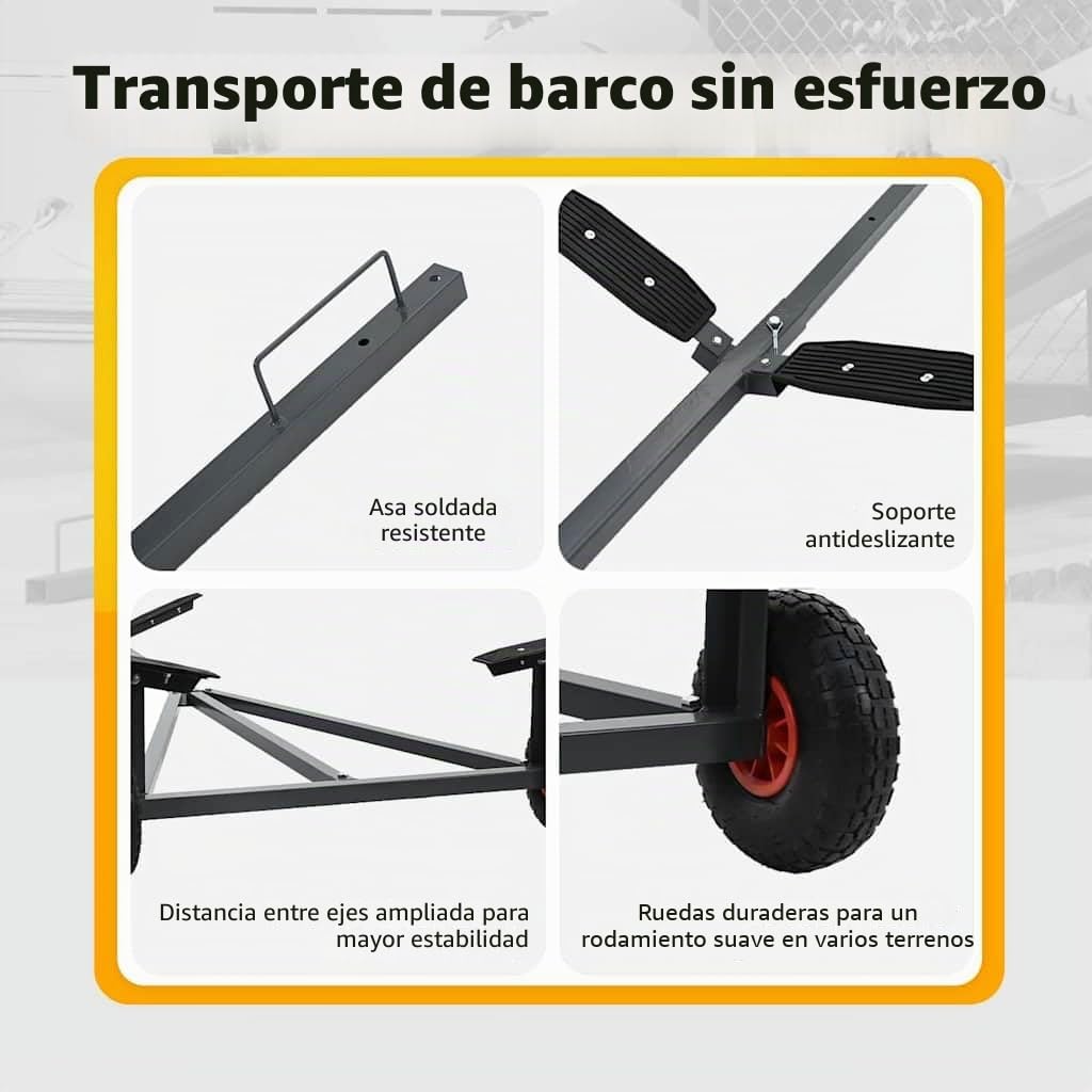 vidaXL Remolque para Barcos Plateado 302 x 107 x 42 cm Acero, Innovaciones para jardín y terraza, Remolque Exterior Duradero, transportador de Botes, Estructura de Acero
