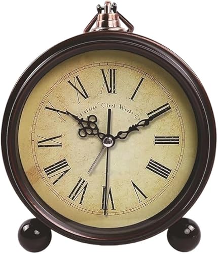 Rutexc 目覚まし時計、レトロスタイル静粛アラーム時計 小型卓上時計 机上・寝室・ベッドサイド・リビング・ギフト・インテリアデコ ホーム用品、静粛な動作は、寝室での使用時においても眠りを妨げることなく、快適な睡眠環境を保ちます。お気軽にご購入ください。