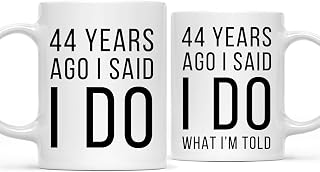 Andaz Press Funny 44th Wedding Anniversary 11oz. Couples Coffee Mug Gag Gift, 44 Years Ago I Said I Do, I Said I Do What I'm Told, 2-Pack with Gift Box for Husband Wife Parents
