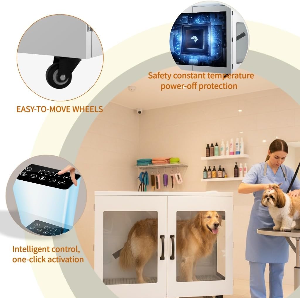 410L Large Capacity Pet Dryer Box Machine - Professional Dog Cat Grooming Blower with Smart Temp Control, Low Noise Pet Hair Drying Blow Box for Up to 120 lbs Pets