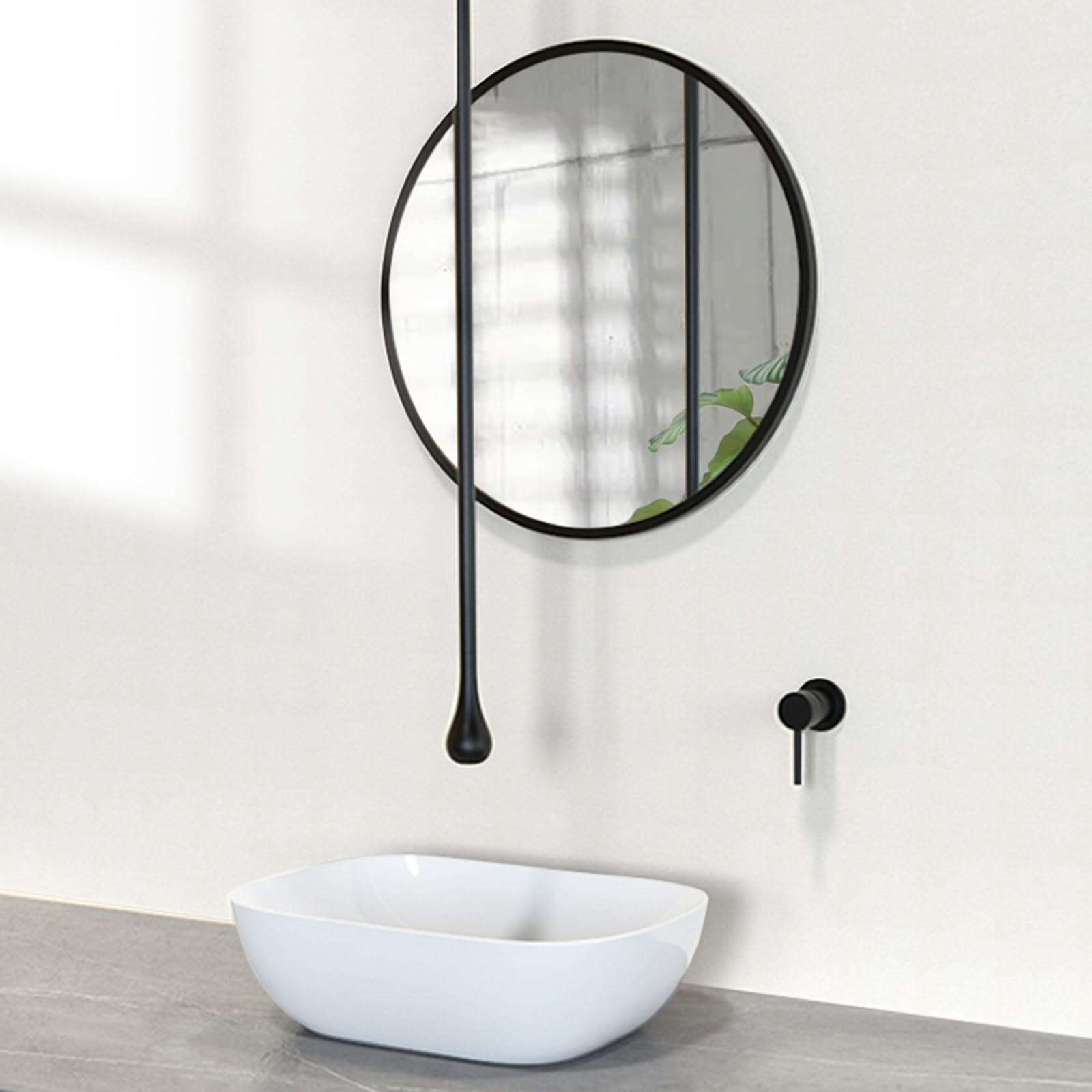 Robinet de lavabo mural en laiton noir mitigeur monocommande eau chaude froide