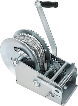 BLACKHORSE-RACING 3500 lbs Hand Winch with 33FT Cable, Hardened Steel 2 Gear Manual Crank Winch for ATV RV Boat Trailer Truck Marine Winch Heavy Duty Hand Crank Winch with Hook
