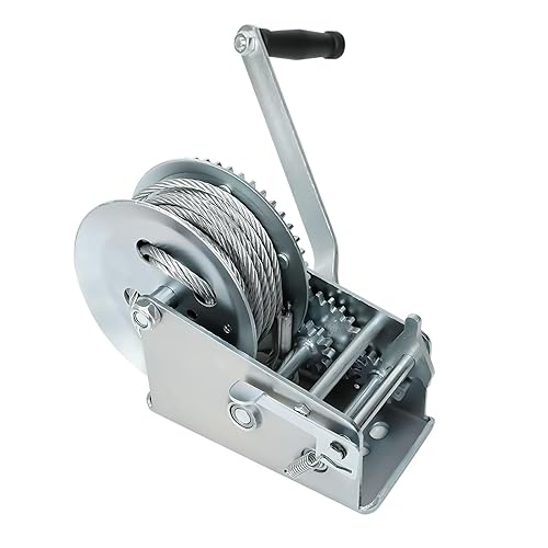 BLACKHORSE-RACING 3500 lbs Hand Winch with 33FT Cable, Hardened Steel
