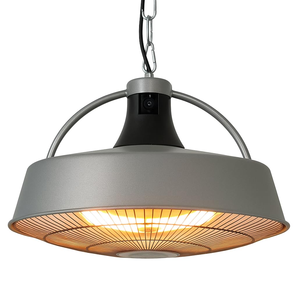 Aktobis Riscaldatore da soffitto, Riscaldatore da balcone e da tenda WDH-​210S (Grigio Argento + fino a 2.100 Watt + Basso Abbagliamento)