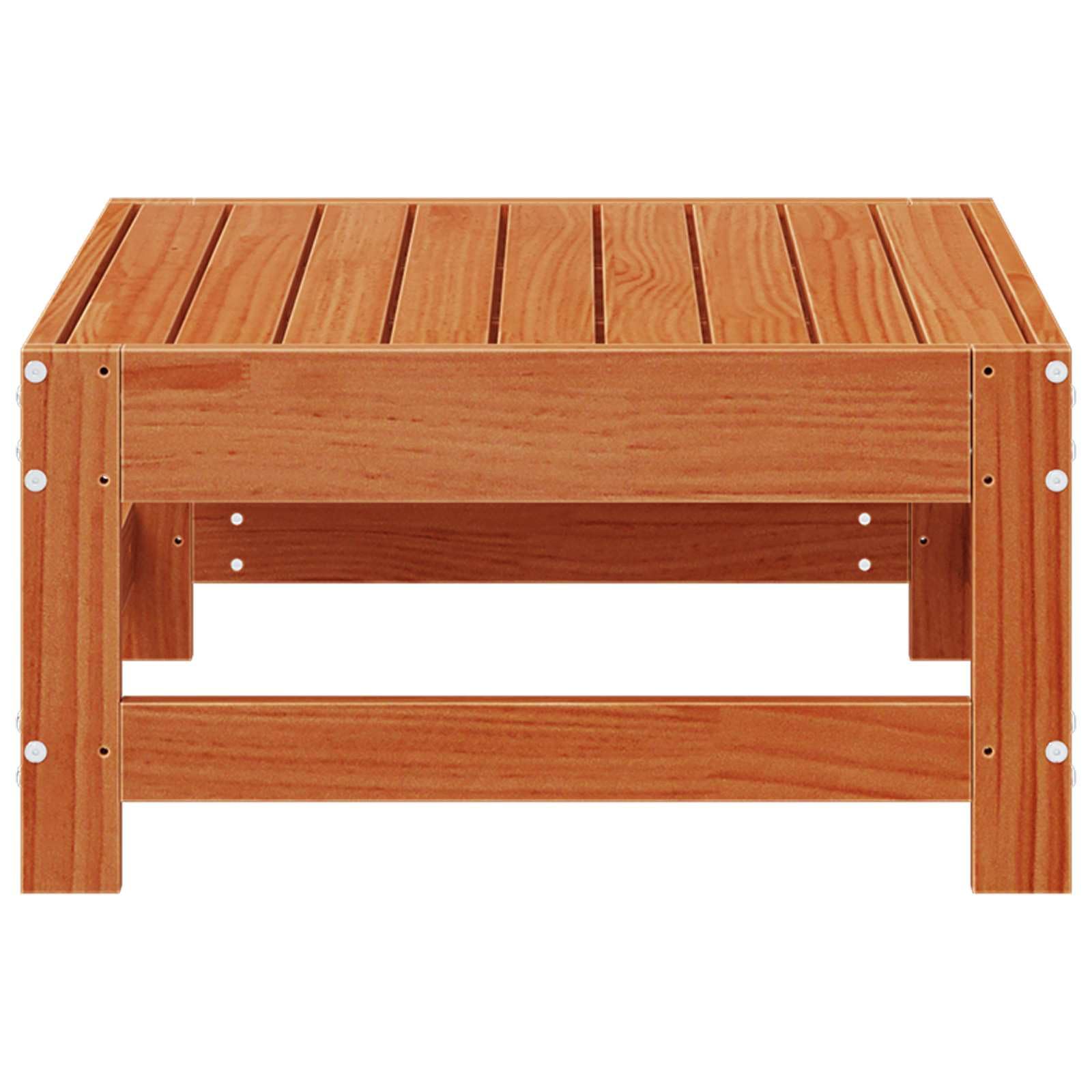 Reposapiés de jardín de madera de pino maciza, reposapiés para exteriores para jardín y terraza, elemento de sofá modular, taburete de madera cuadrado, marrón cera, 62 x 62 x 32 cm