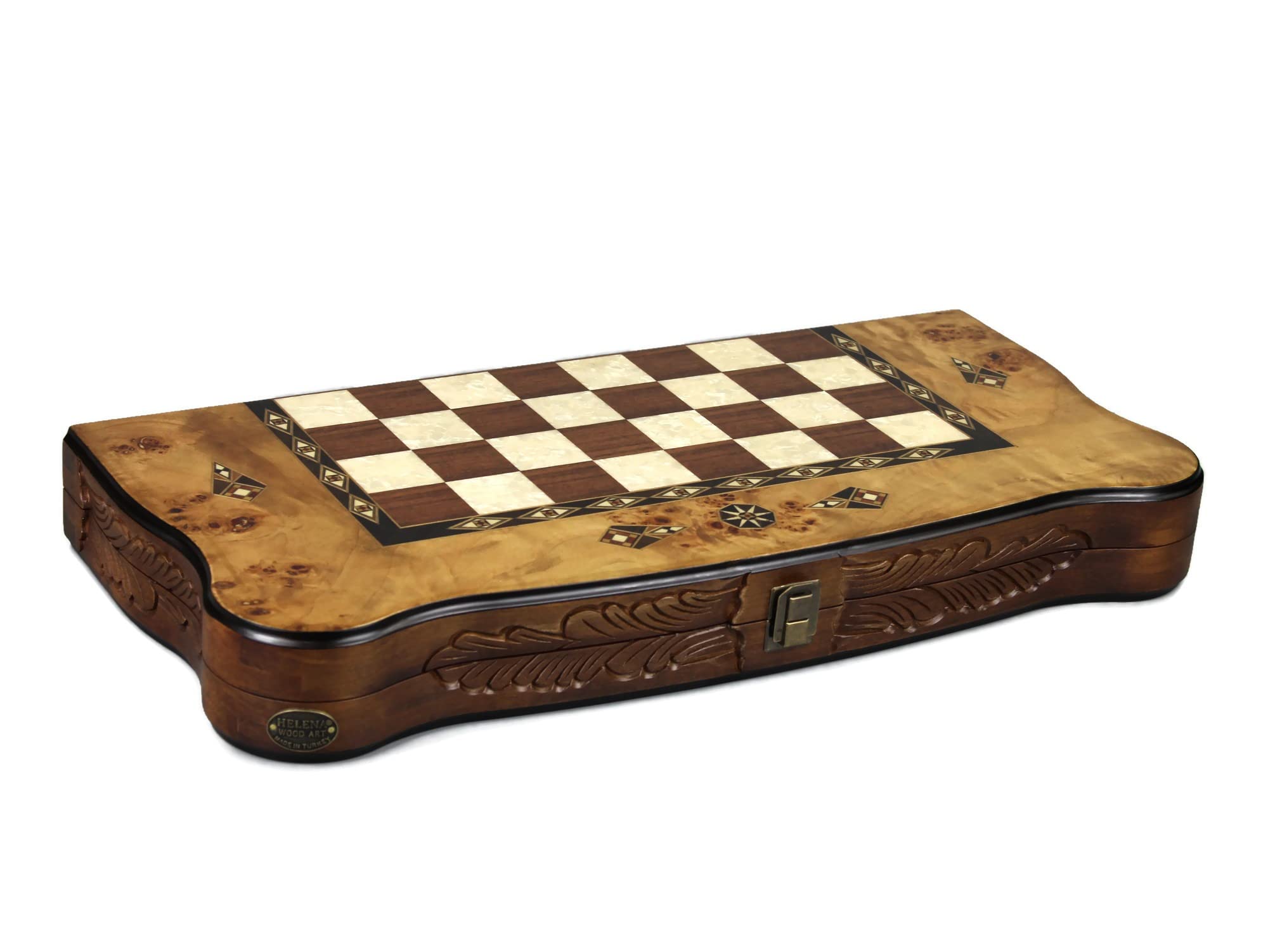 Helena Backgammon - Set intagliato con occhio d'uccello, 50 cm