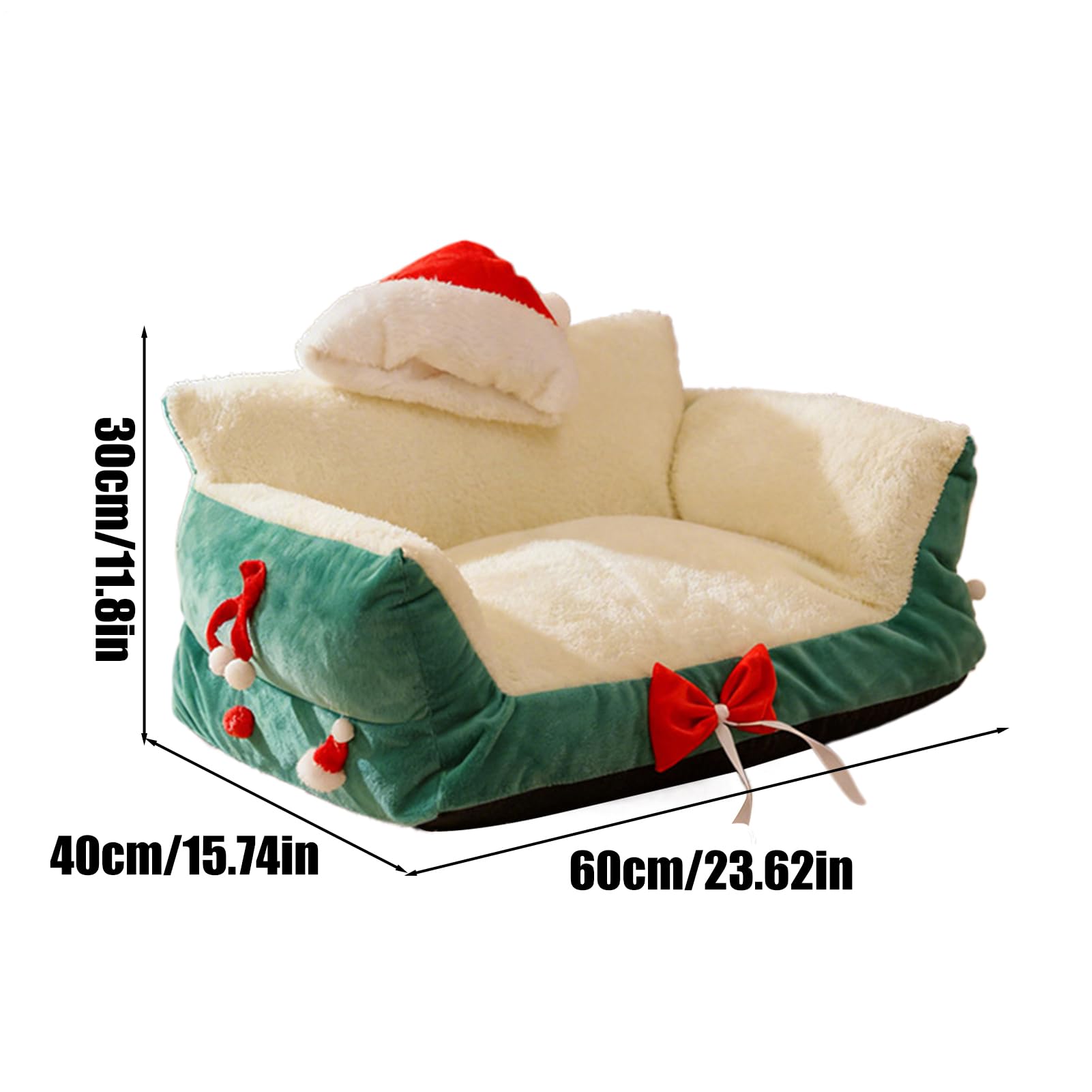 Sofa für Haustiere | Weihnachtssessel mit Weihnachtsmannmütze, kleine Hundebetten | für Zuhause, Wohnzimmer, Terrasse, Balkon, Spielplatz, Wohnung, Nachtschlaf, tägliche Erholung