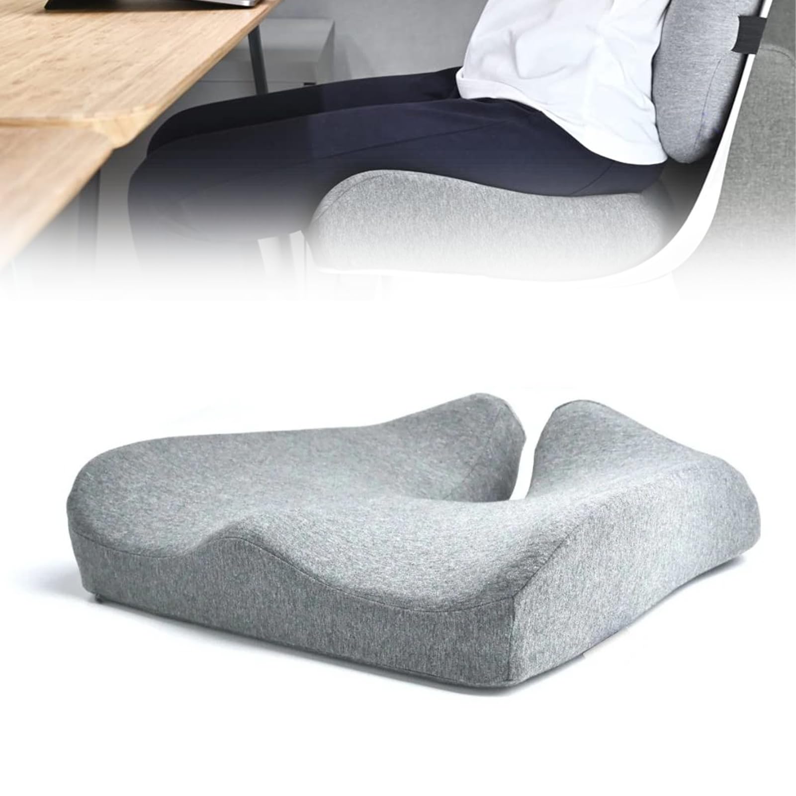 Cuscino ergonomico in memory foam per seduta e lombare, design ortopedico per alleviare il dolore al coccige e alla parte bassa della schiena, si adatta a qualsiasi sedia, comodo e portatile