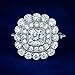 Silvart 2 Ct Cushion Diamond Art Deco Cluster Edwardian Engagement Rings For Women 14K White Gold Plated Double Halo Milgrain Bridal Ring 925 Sterling Silver Handmade Personalized Victorian Jewelry