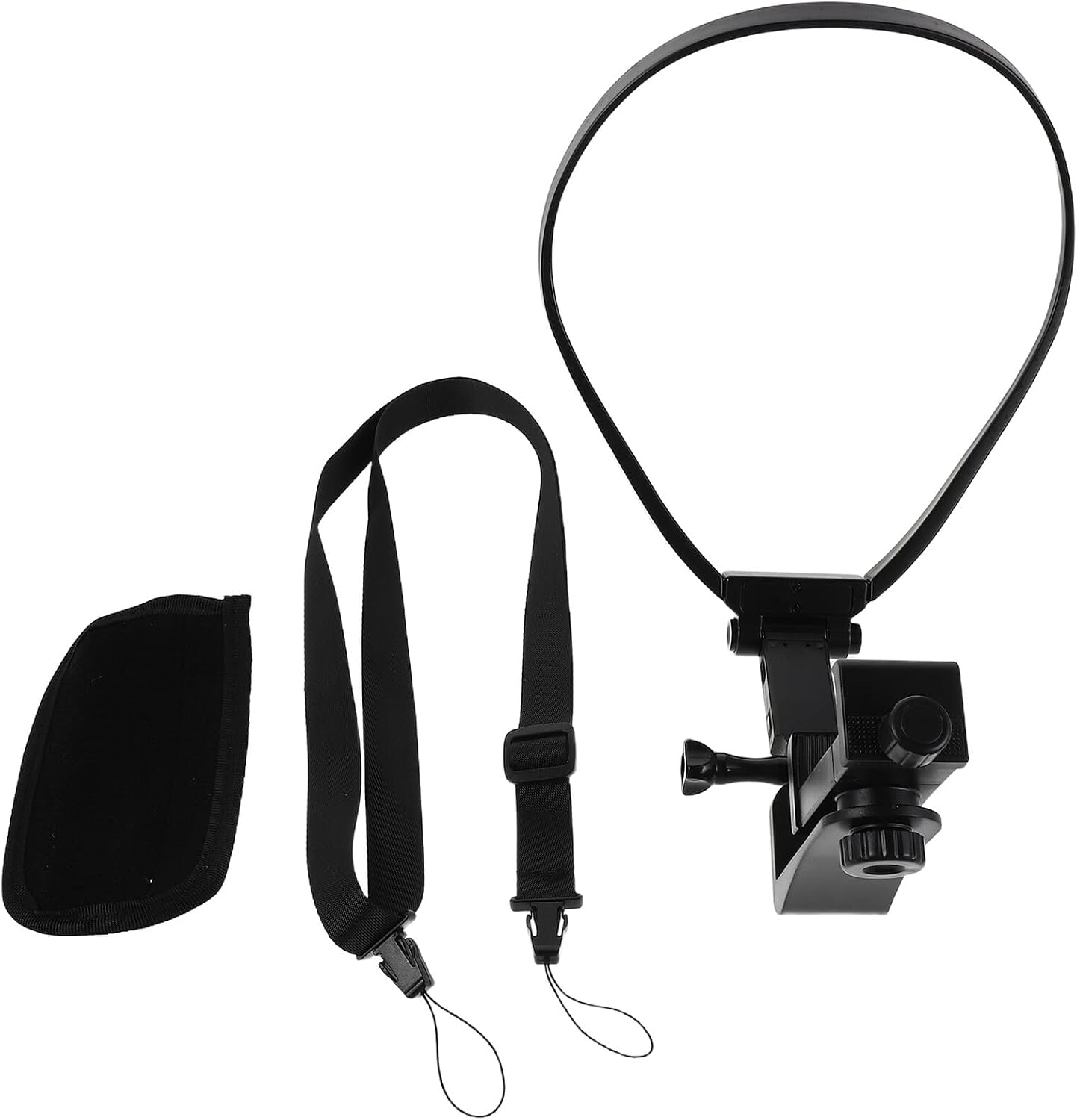 Luxshiny Hands-Free Neck Phone Mount with Chest Camera Holder for Outdoor Cycling POV Recording, Vlog Live Broadcast Accessory Compatible with Smartphones and Activity Cameras