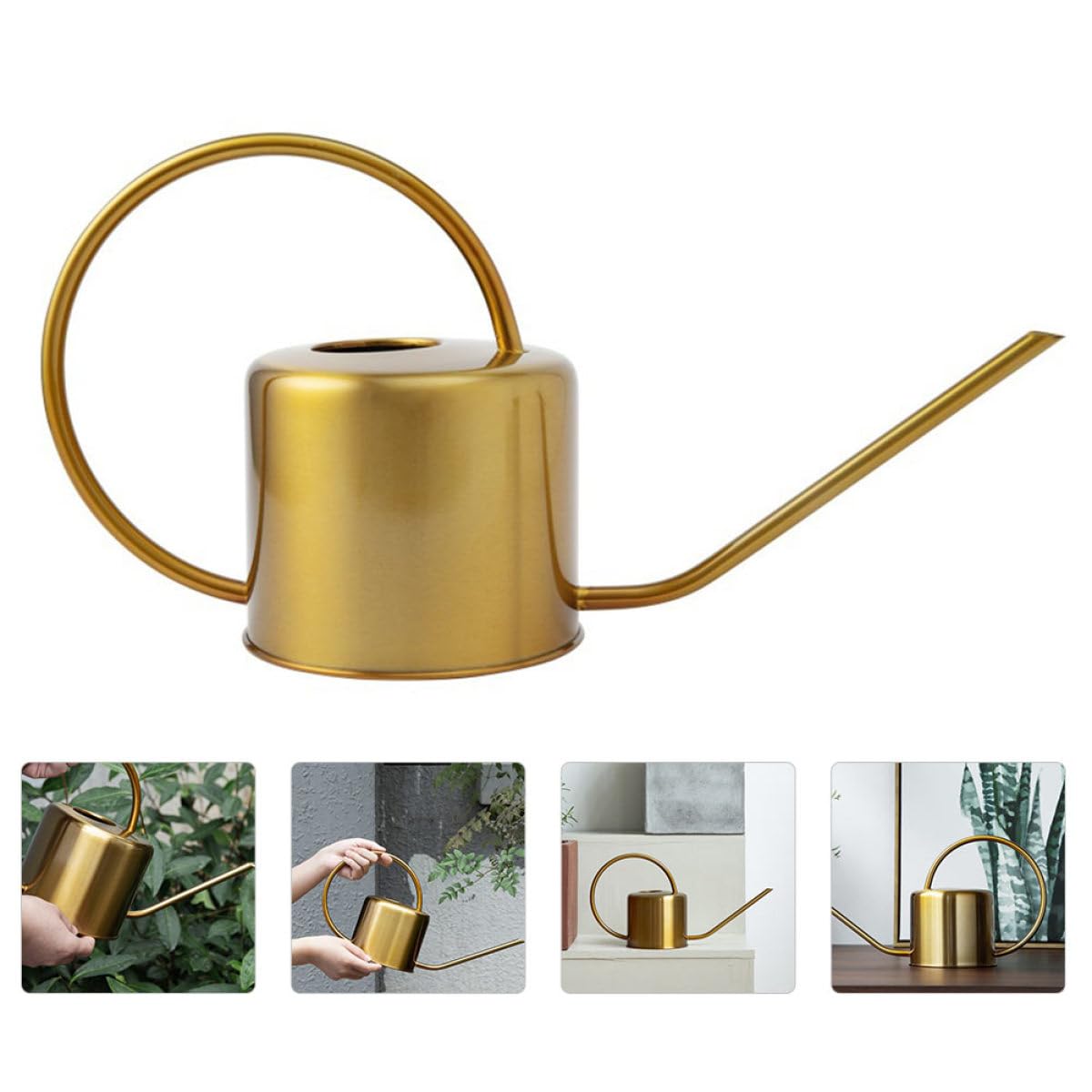 MAGICLULU Arrosoir Design Portable et Facile à Transporter Long Bec en Acier Inoxydable 1300ml Jardinage et Usage Domestique