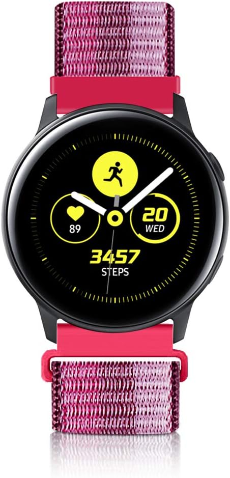 WNIPH 20mm Quick Release Watch Band Compatible with Samsung Galaxy Watch 42mm/Active2 44mm 40mm/Gear Sport/Gear S2 Classic/Garmin Vivoactive 3/Ticwatch, Nylon Replacement Sport Strap (Berry, 20mm)
