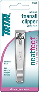 Trim Neat Feet Foot Care Implements Deluxe Toenail Clipper with File, Straight Edge, Stainless Steel, Cuts Toughest Toenails, Helps with Ingrown Nails, Ultra Sharp, Nail Care Tool, 1 Count