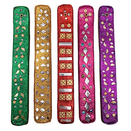 Confezione x 5 - Bruciaincenso (incensiere). Supporto in legno per incenso. 5 design diversi, unici e colorati. Fatto a mano in India.