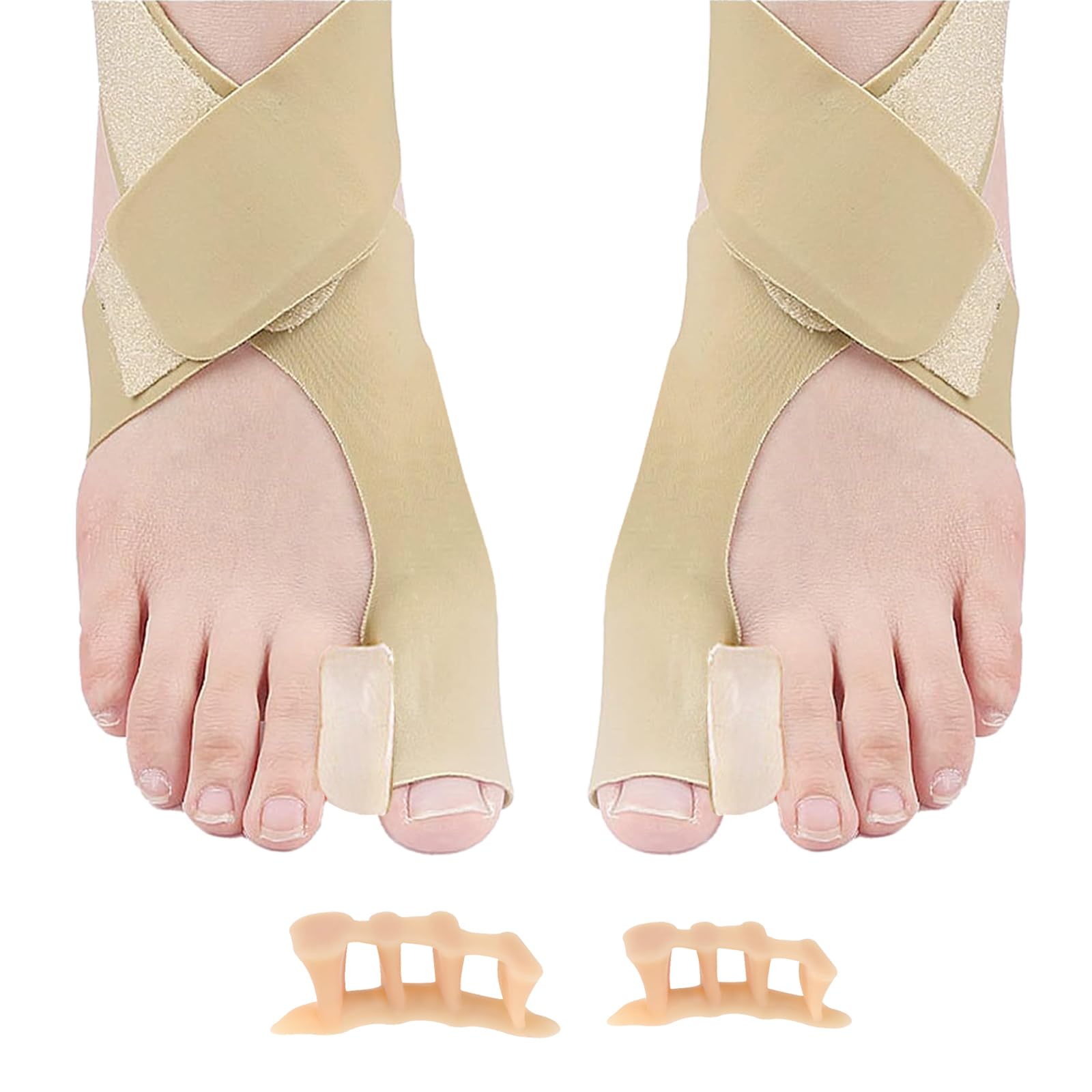 Photo 1 of Bunion Corrector for Men and Women, Bunion Pain Relief Toes Protector Sleeves Set for Correcting the Toes and Relieving Bunion Pain, Improves Functional Mobility(Skin Color Toe Corrector + Toe Splitter) Skin Color Toe Corrector+Toe Splitter
