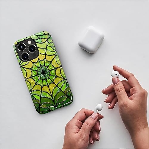 Miniatura 25 de Funda para iPhone 11 Pro Funda, Diseño de Patrón de Mosaico de Vidrio en Tono Verde - Protección Dual Híbrida Silicona + PC Duro Resistente a Golpes