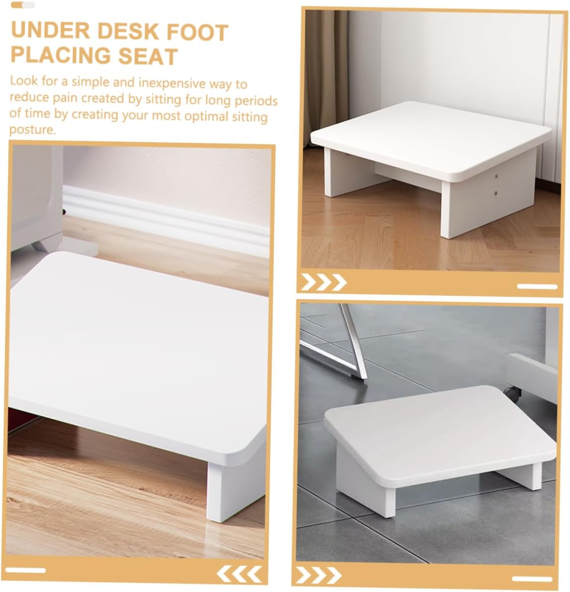 Non-Slip Under Desk Footboard Step Stool for Bed Office Use Foot Resting Seat Wooden Structure