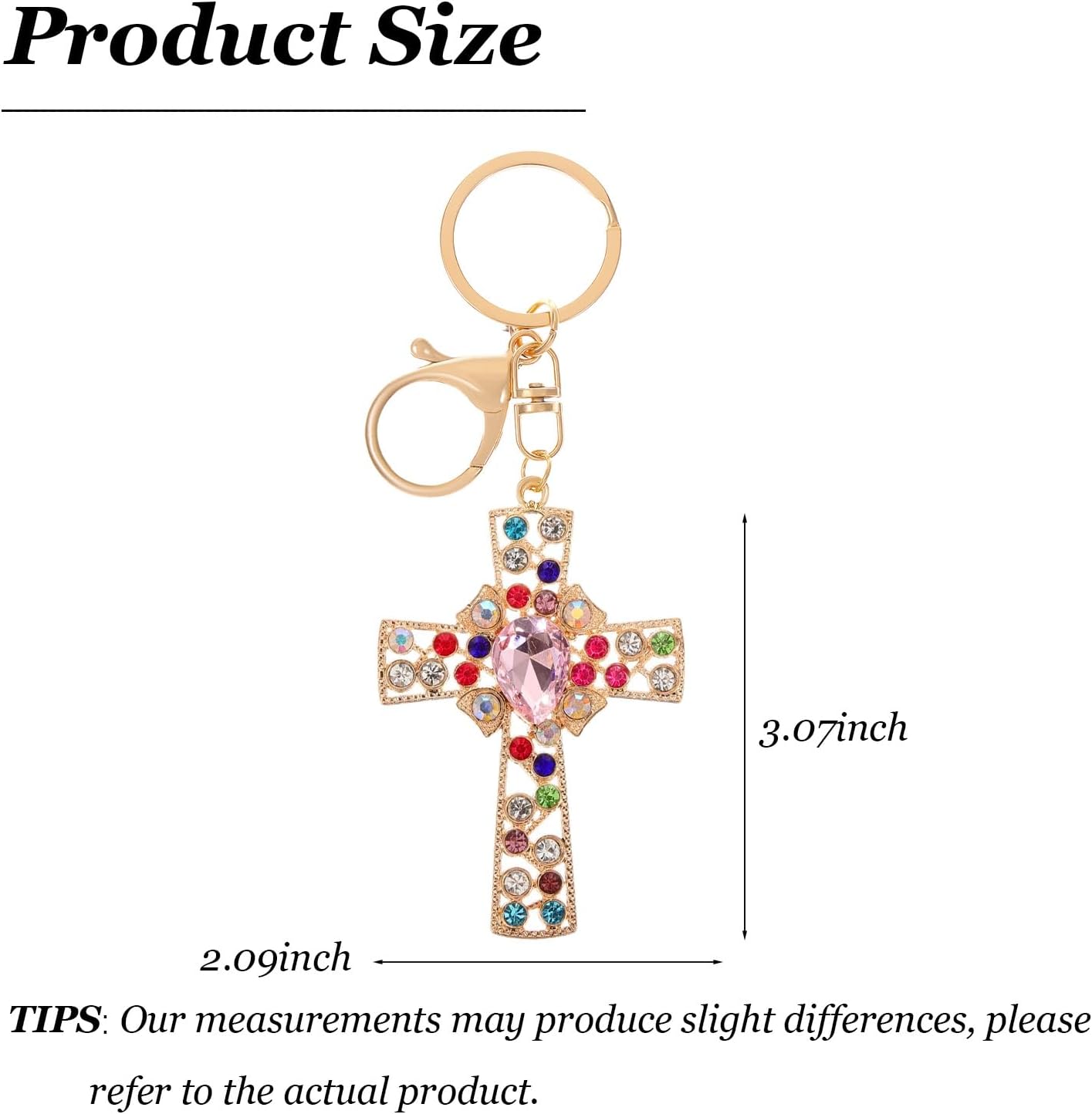 Bling Christian Cross Keychain Bag Charms Purse Charms Car Key Chain Accessories Birthday Christmas Gifts for Women - Image 6