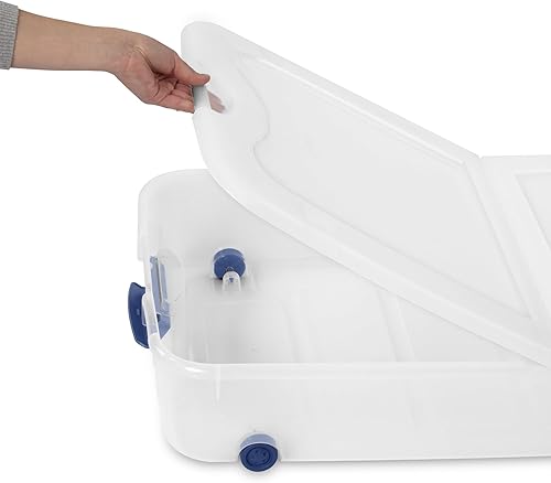 Miniatura 5 de Contenedores de almacenamiento transparentes de 66 cuartos de galón con tapas, caja de cierre con ruedas de 66 cuartos de galón, contenedor de