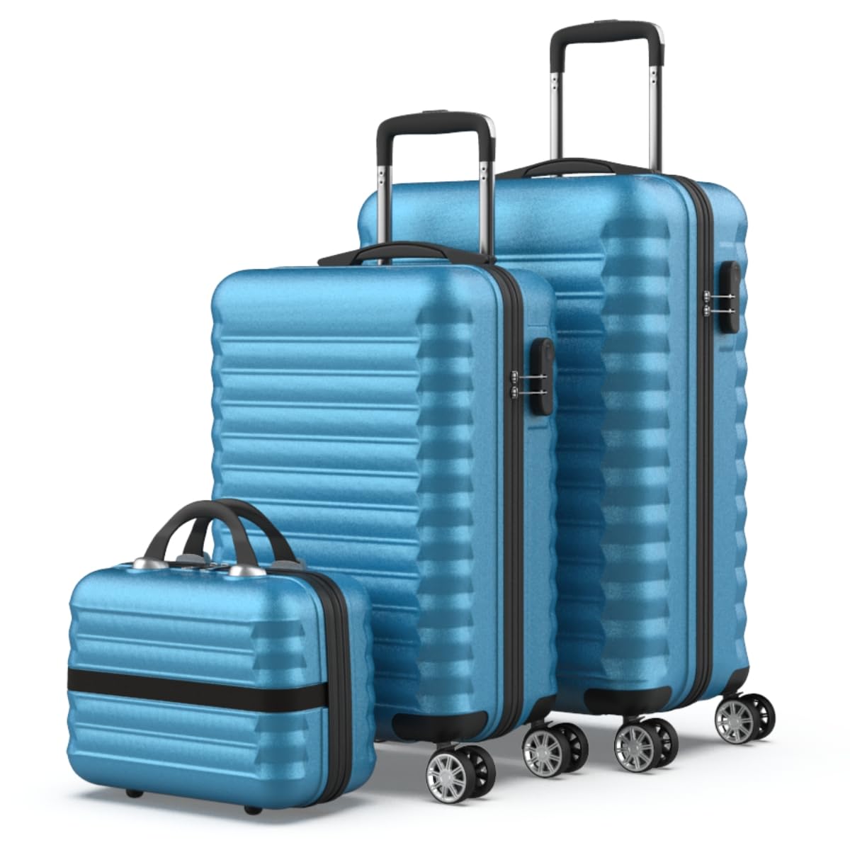 NEWTECK - Lot de Valises de Voyage Bleues, (53/63cm) et Trousse de
