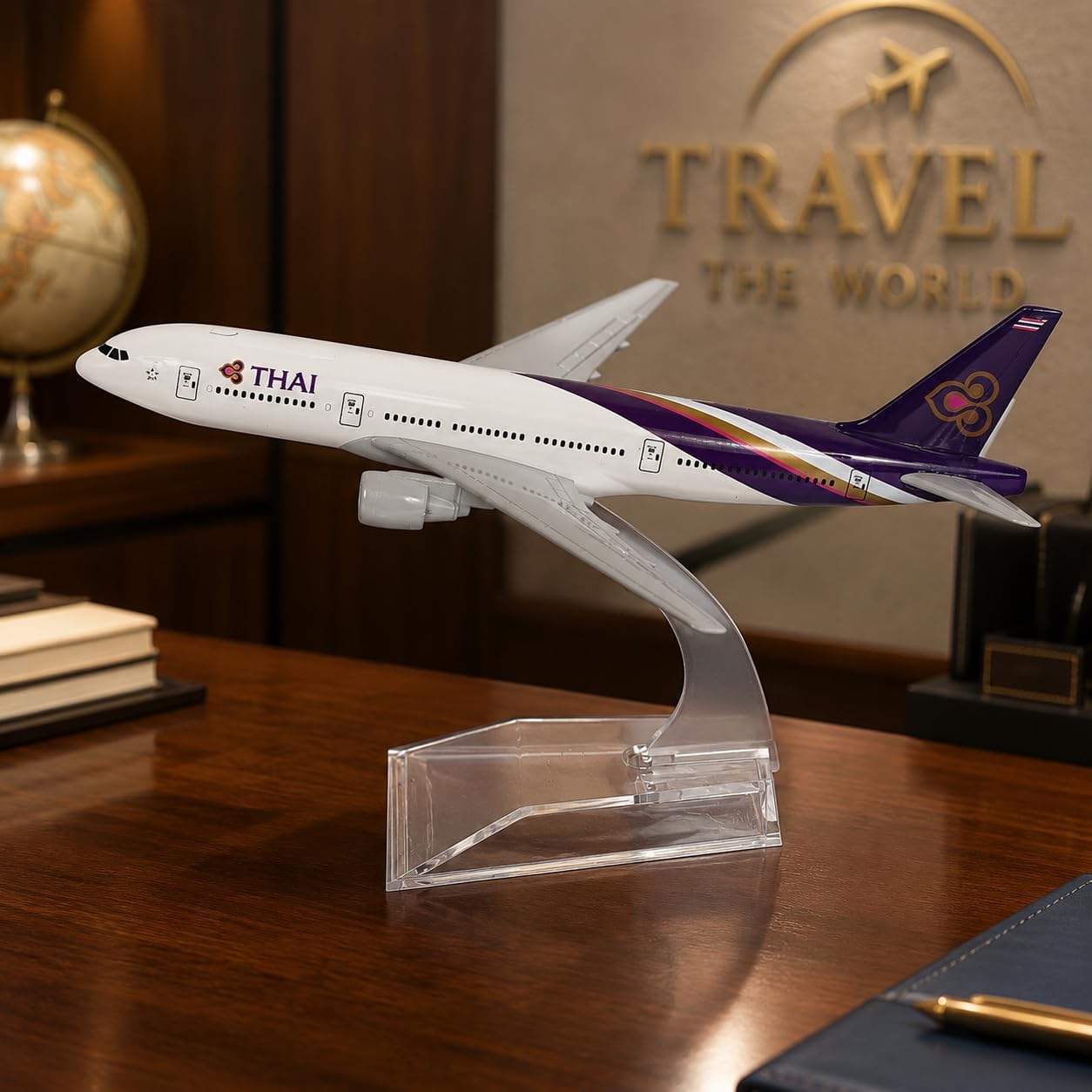 ARTVARKO Thai Airlines Scale Aeroplane Model Die Cast Metal Aircraft Highly Detailed Replica Gift for Aviation Enthusiasts 16 CM