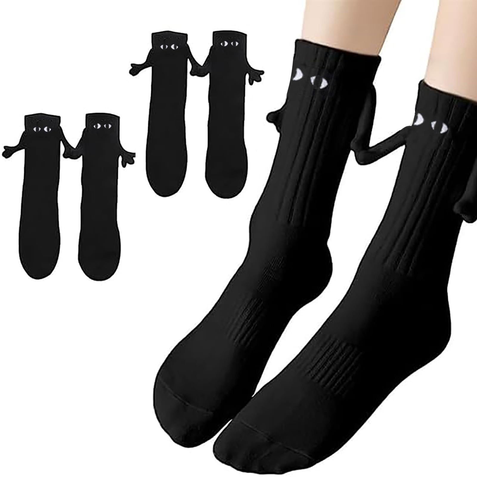 Smilelife2 Pairs Magnetic Socks Couple Holding Hand Socks Novelty Friendship socks for Men Women