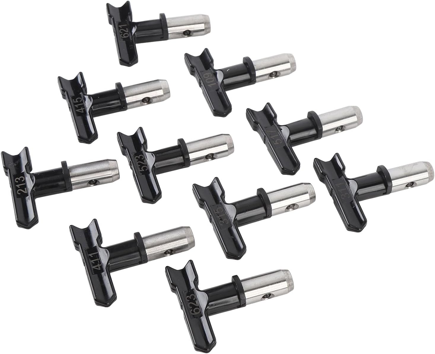 Spray Tips Airless Sprayer Replacement Nozzle Tip Set 10 Pieces Multi Specifications Stainless Steel ABS for Painting Furniture Finishing Industrial Coating