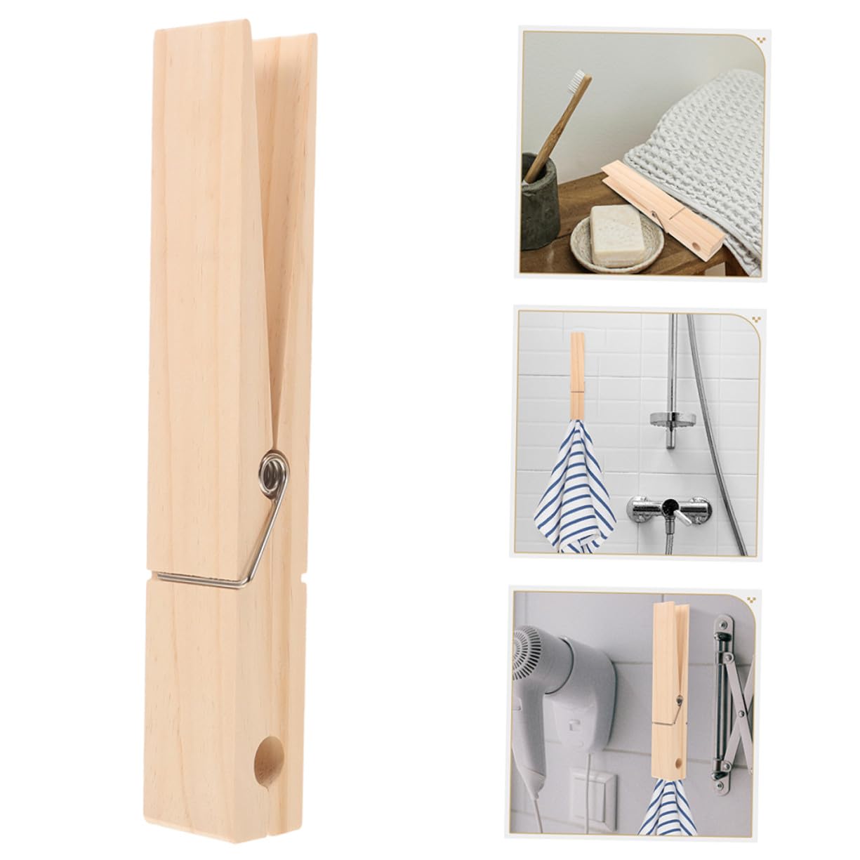 2 Stück Jumbo Klammer Handtuchhalter Beige Rustikaler Stil für Badezimmer und Außenbereich 30x4x5cm Einfache Bedienung