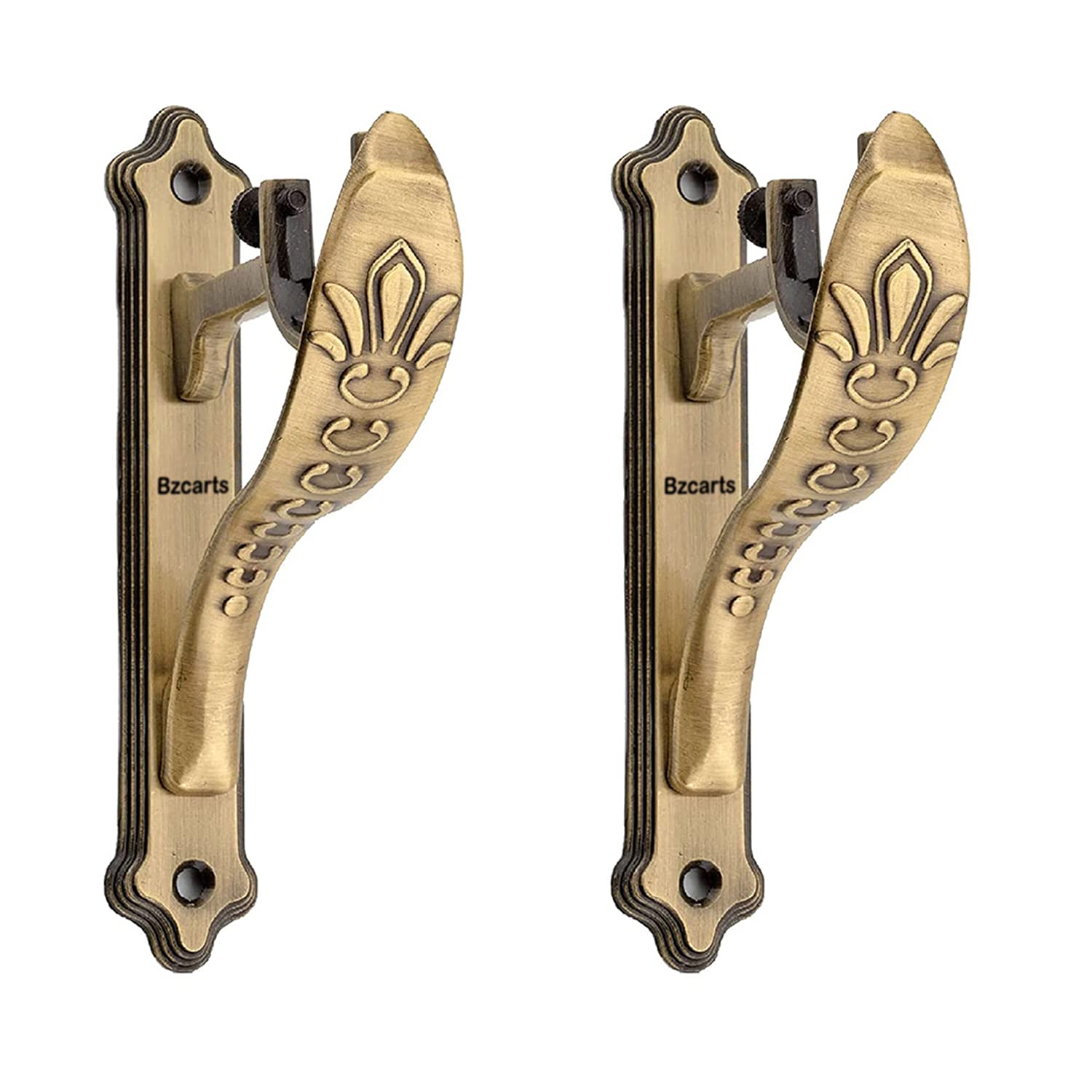 Bzcarts Antique Finish Designer Heavy Curtain Supports for Door and Window Curtain Brackets Set/Holder for One Inch Rod (Antique Finish -Pack of 4) 2