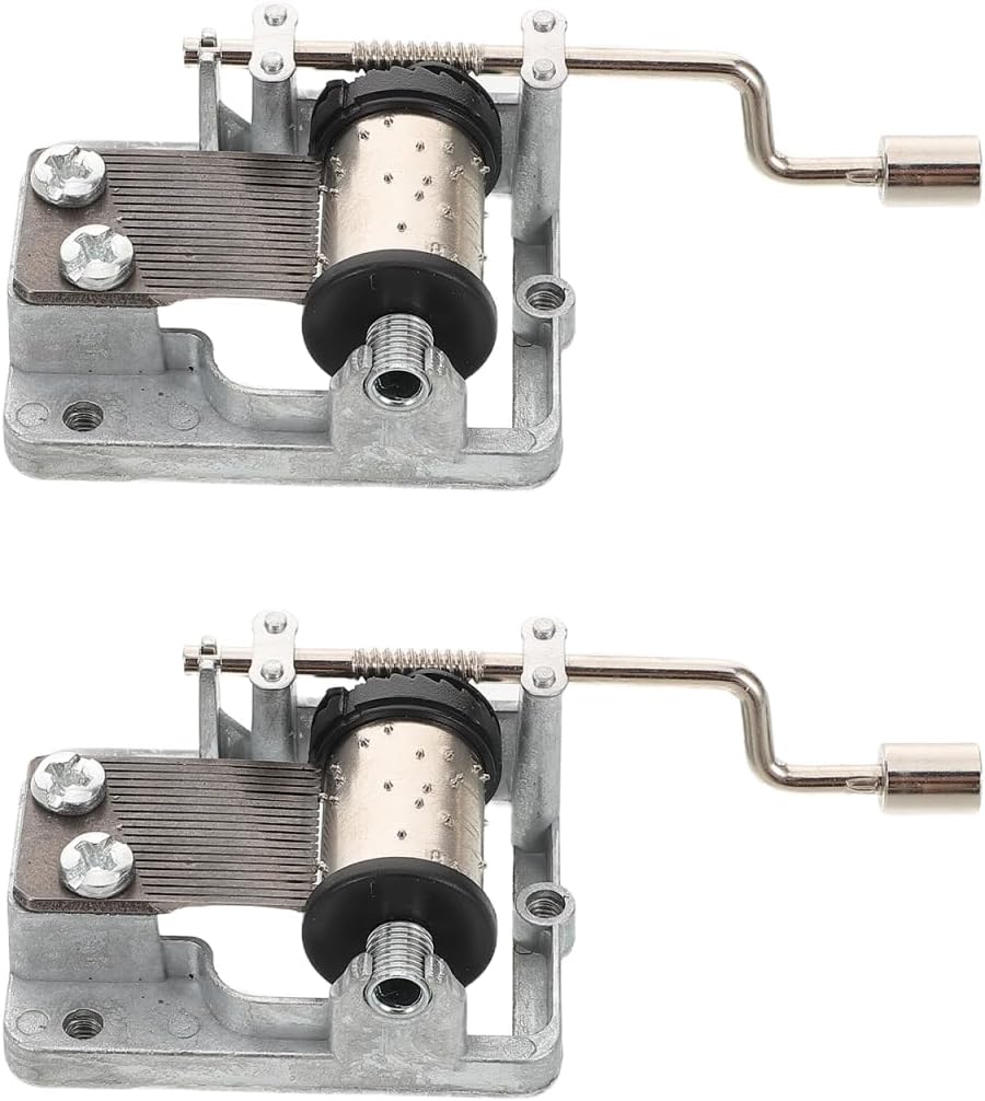Milisten 2-Pack Hand Crank Music Box Mechanism 8-Tone Plated Music Box Part for DIY Musical Boxes Kids Craft Projects Wind up Replacement Movement 3.14 X 1.29 X 0.78 in
