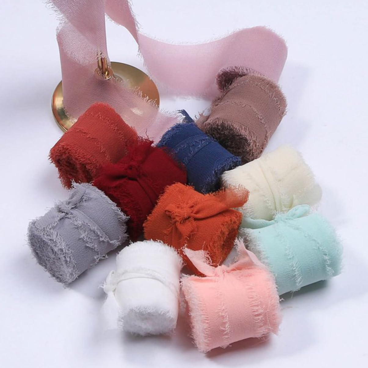 Homoyoyo 10rollen Blütenbänder Chiffon Yards Für Hochzeitsdekoration Haarschmuck Und Bastelprojekte Strapazierfähig Und Farbecht