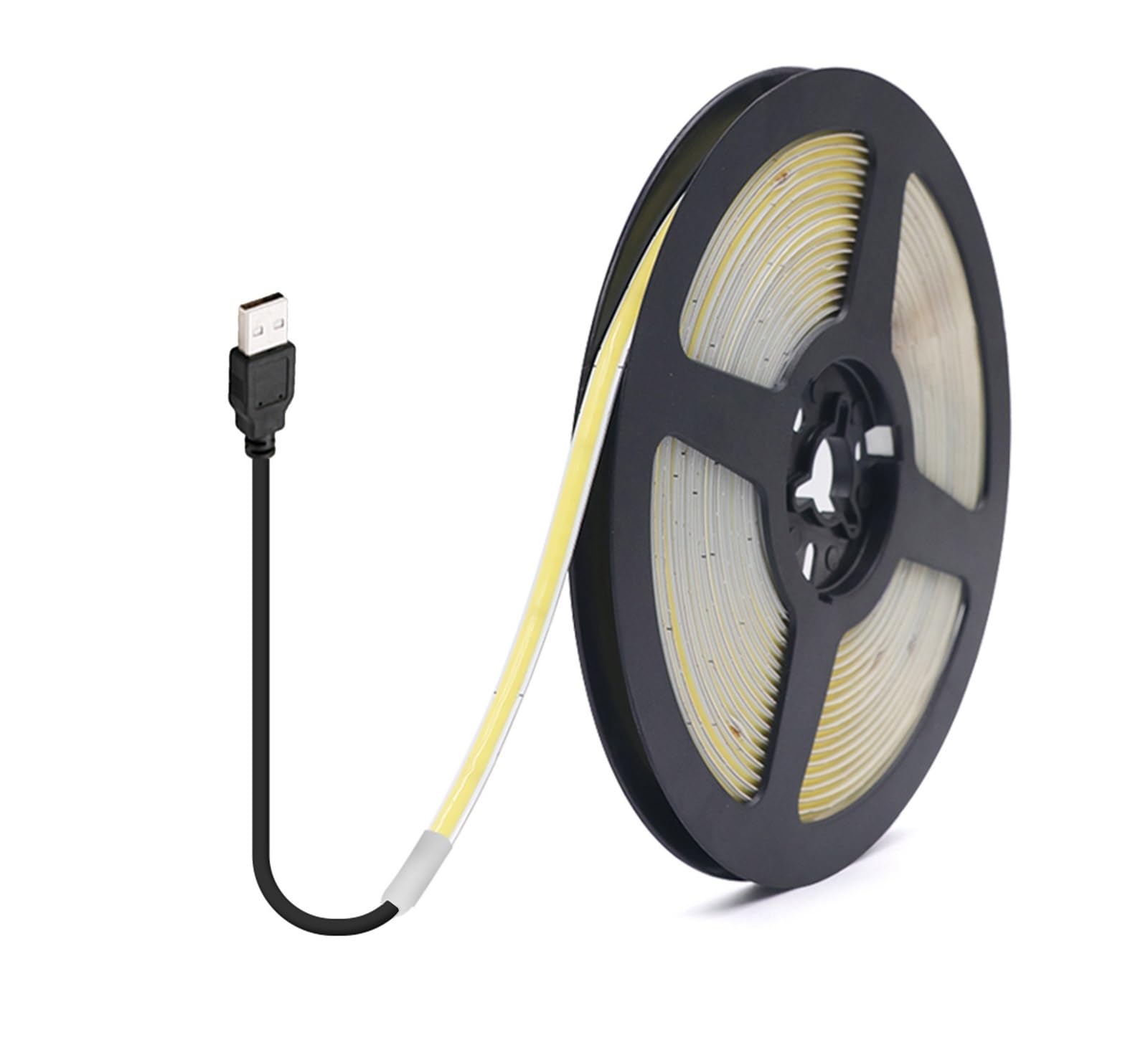 wenwendianzi USB COB LED Strip 3mm 5mm 8mm Width 12V 320LEDs Flexible LED Strip Light with Adhesive High Density Linear Lighting(White,5V 5MM USB WIRE_5M)