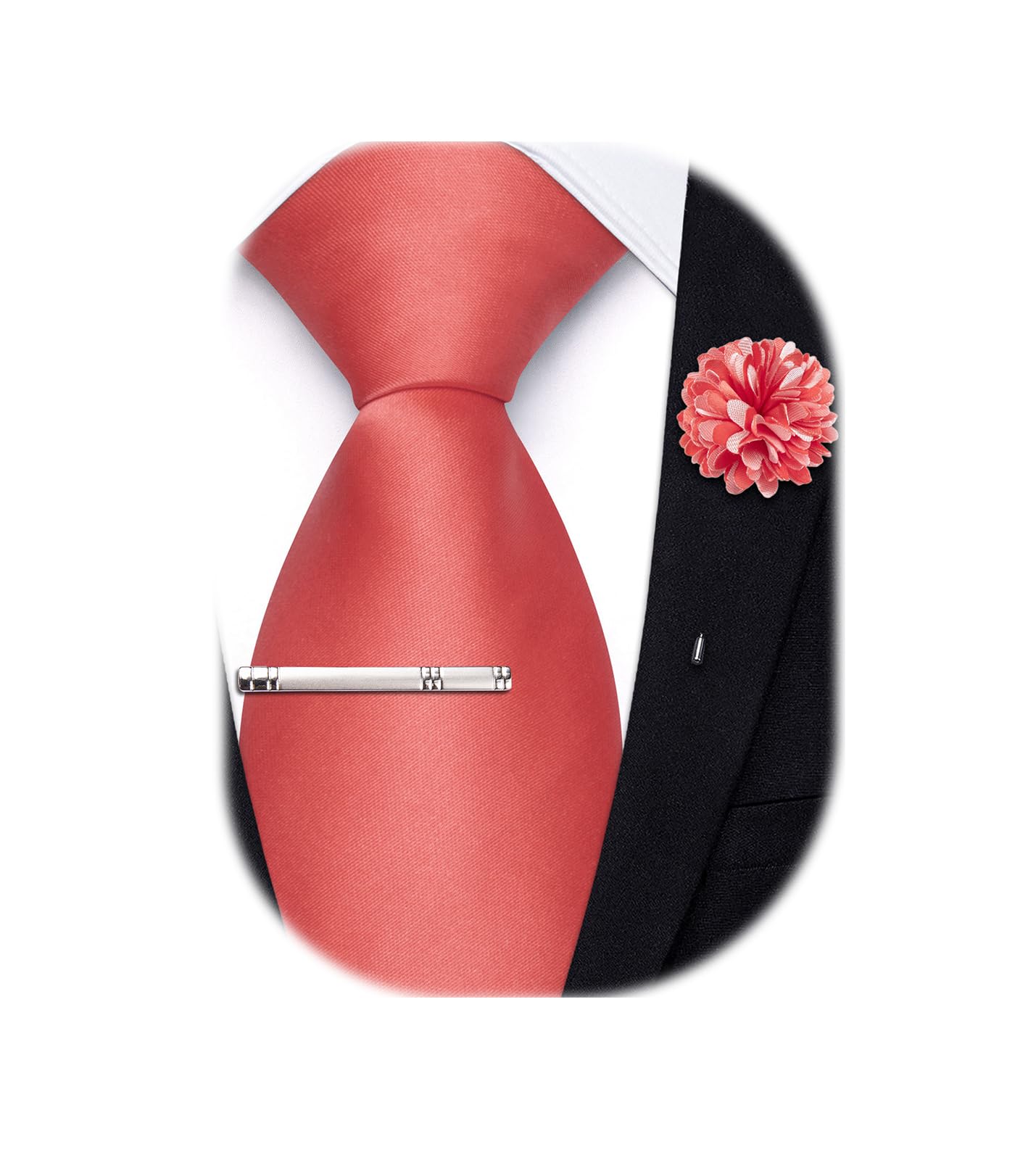 Hi-Tie Pretied Boys Ties Solid Color Kids Adjustable Necktie Lapel Pin Clip Set Age 8-12 Wedding School Graduation