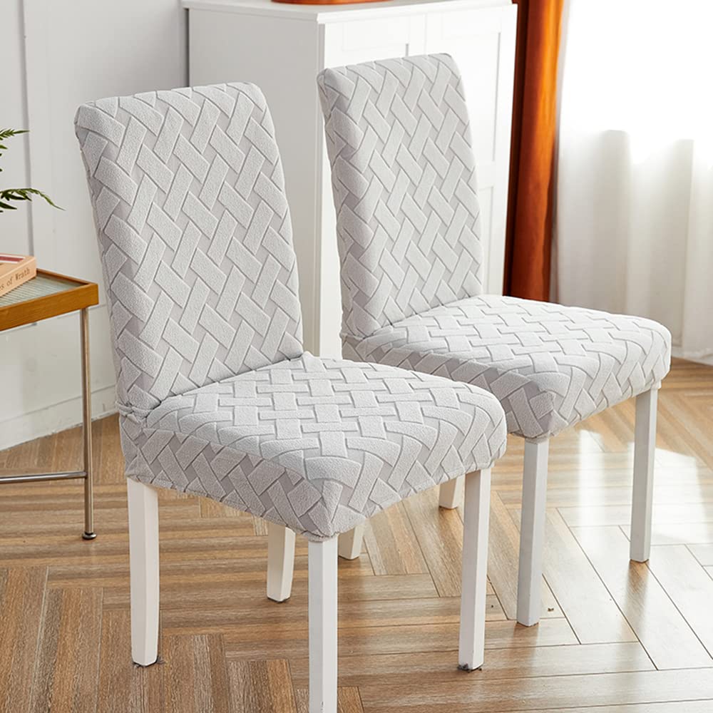BalladHome Coprisedie Fodere per sedie XL con Schienale 6 pezzi Rimovibile Lavabile Coprisedili per sedie da pranzo Coprisedia elasticizzata per sala da pranzo, Casa, Nozze Decor (Grigio, 6Pezzi)-XL