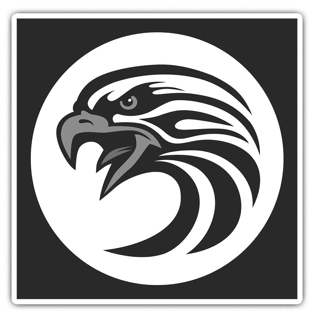 Destination Vinyl Ltd Multi Square Stickers (Set Of 2) 7.5Cm Bw - Angry Eagle Head Bird Of Prey 35020